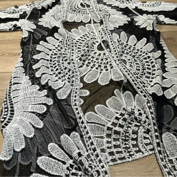 Ember Sheer Mesh Crochet Kimono Duster Boho Whimsigoth - Picture 4 of 11